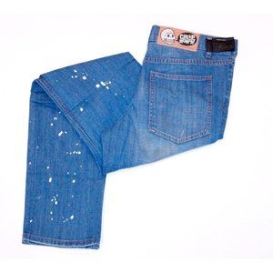 CHEAP MONDAY Denim JEANS Paint Drop DISTRESSED Tight 70's WASH 5-Pocket 33  x 34